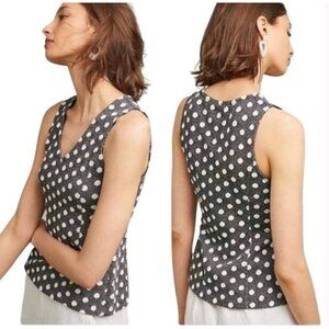 Maeve by Anthropologie Black & White Jacquard Polka Dot Tank Top‎ Women’s Small